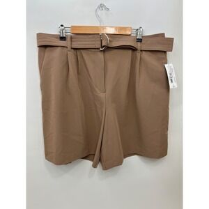 Worthington Brown Woodsmoke Camel Belted Shorts NWT Womens Size 16 Org $44